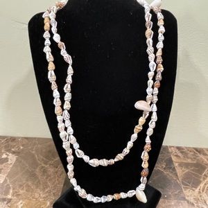 BNWOT Lot 2 HAWAIIAN MINI SHELL NECKLACES Leis 16" 18" + SATIN POUCH